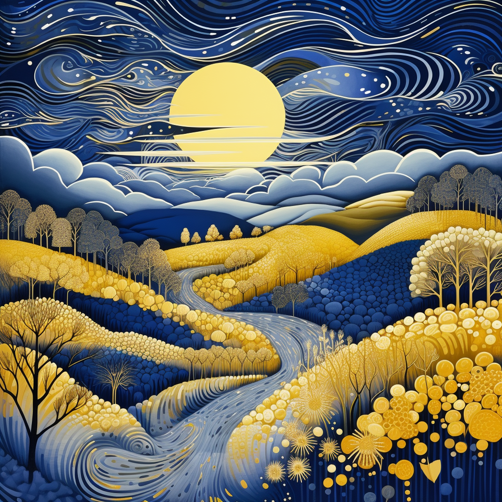 Blue Yellow Landscape Diamond Art Kit