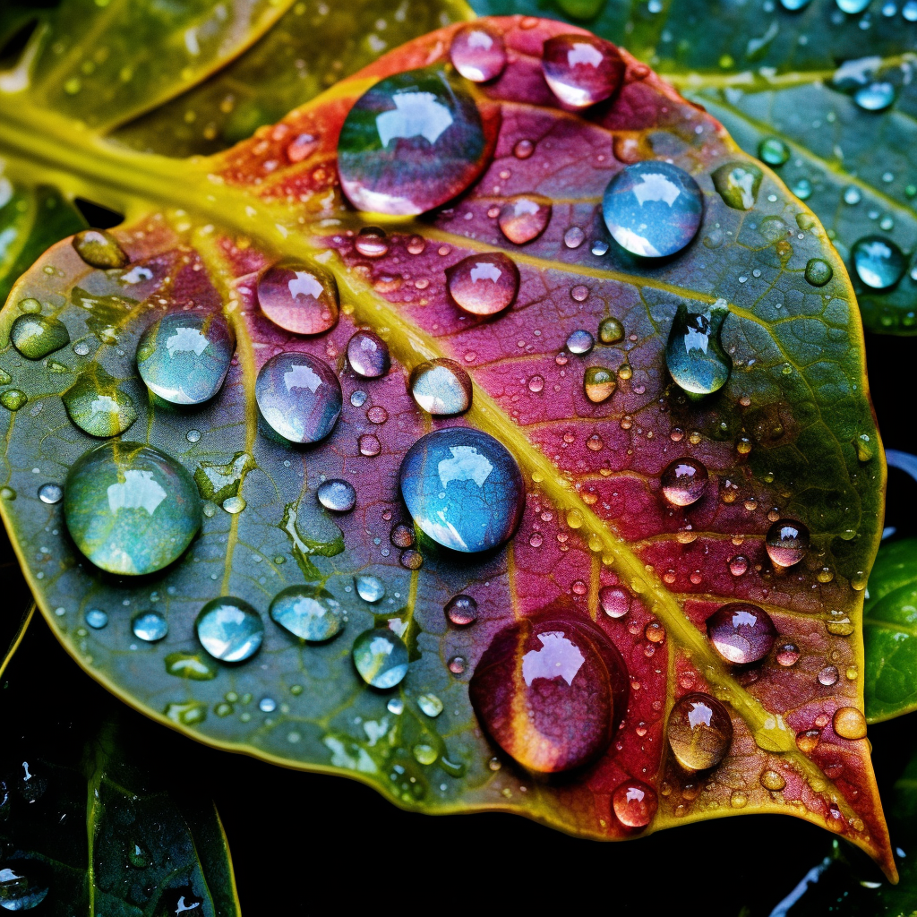 Colorful Dewdrop Leaf Diamond Art Kit