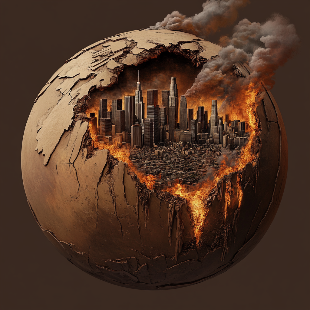 Burning City Brown Sphere Diamond Art Kit