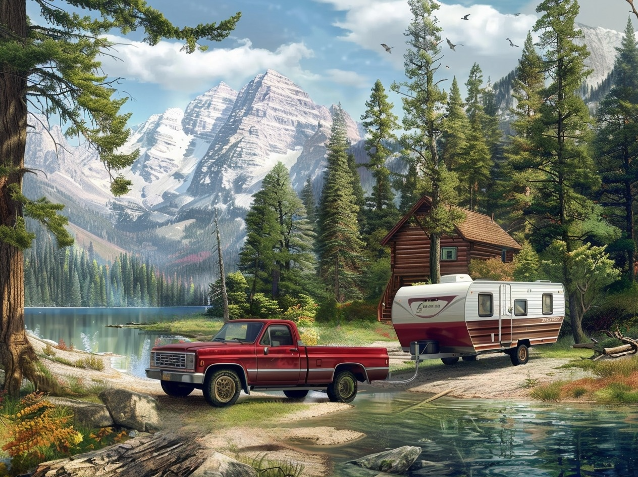 Mountain Truck Camping Trailer Diamond Art Kit