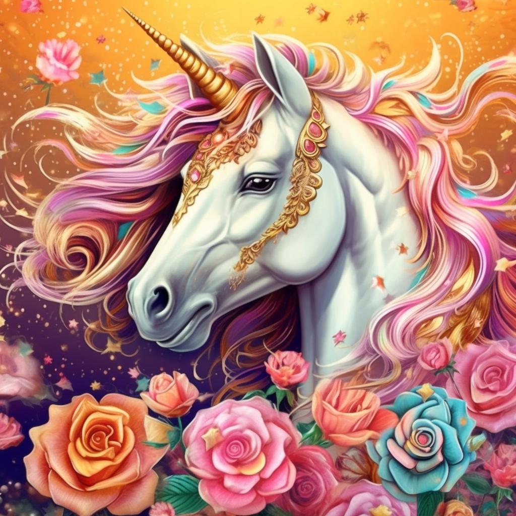 Colorful Roses Unicorn Diamond Art Kit
