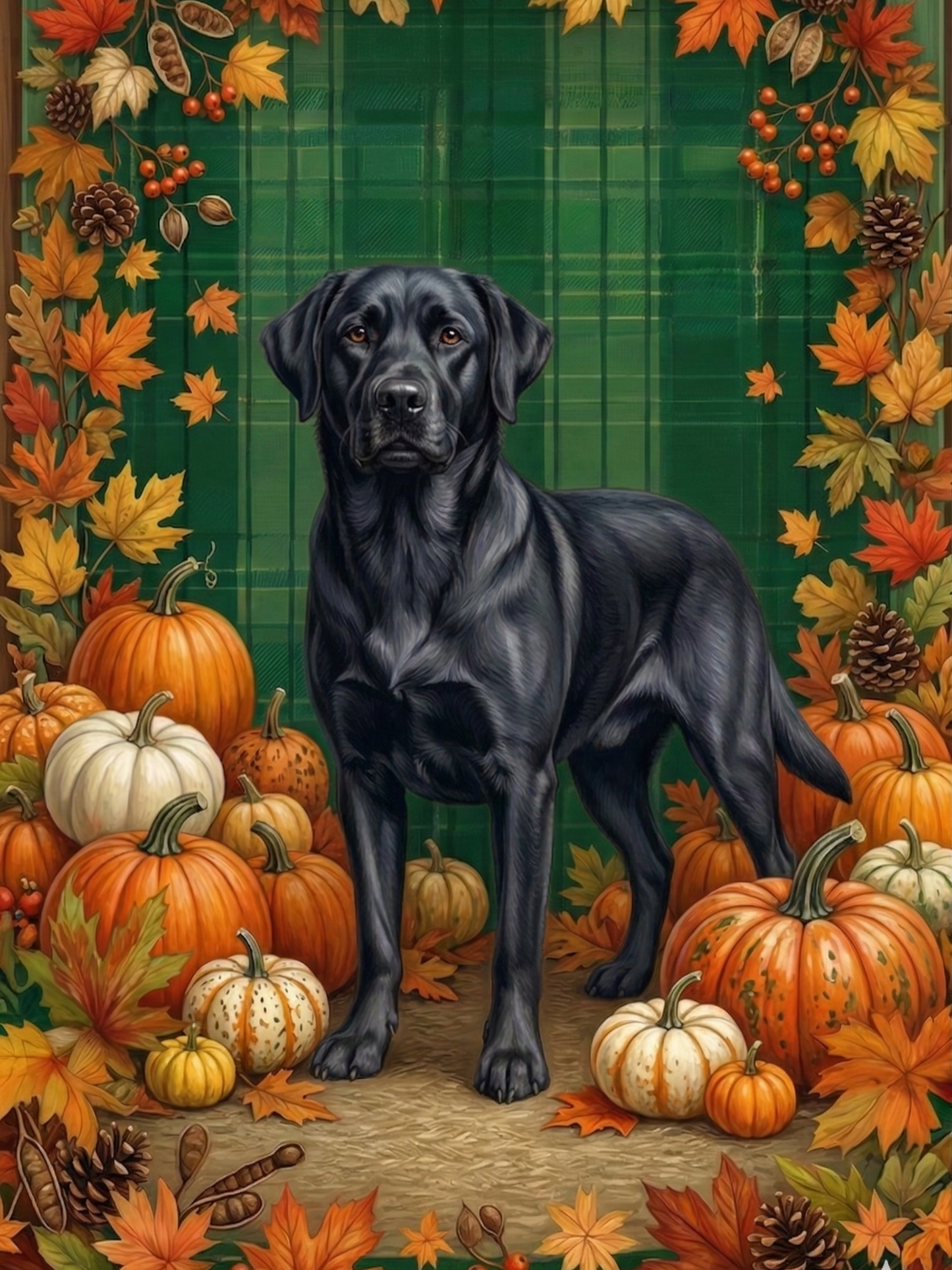 Thanksgiving Black Labrador Retriever Diamond Art Kit