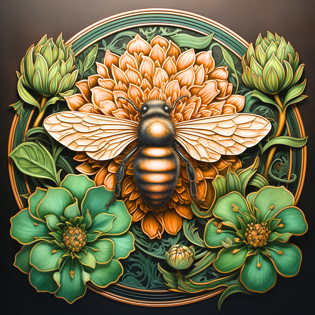 Gold Flower Honeybee Diamond Art Kit