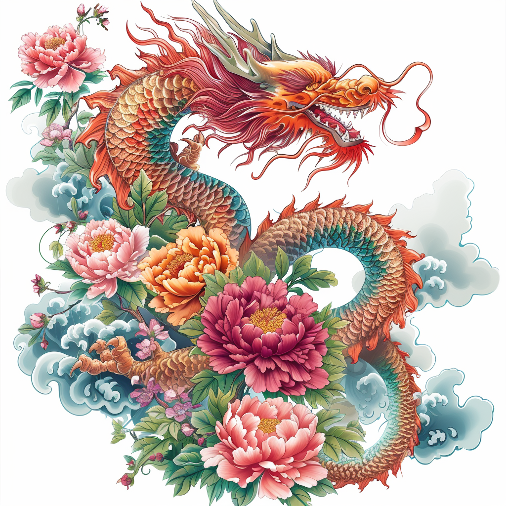 Peony Chinese Dragon Diamond Art Kit