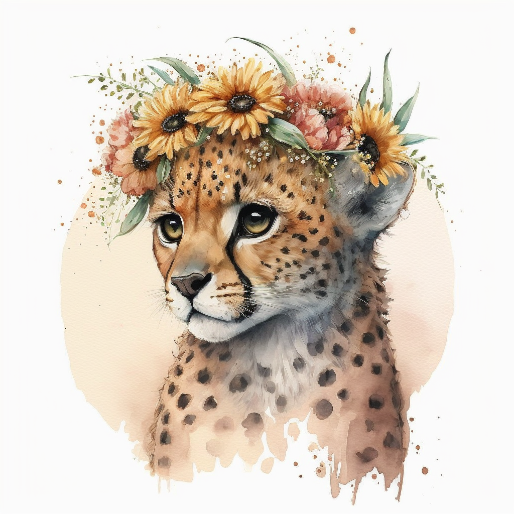 Flower Crown Cheetah Diamond Art Kit
