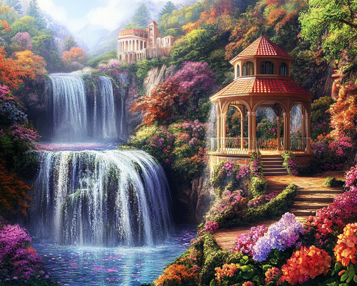 Waterfall Gazebo Diamond Art Kit