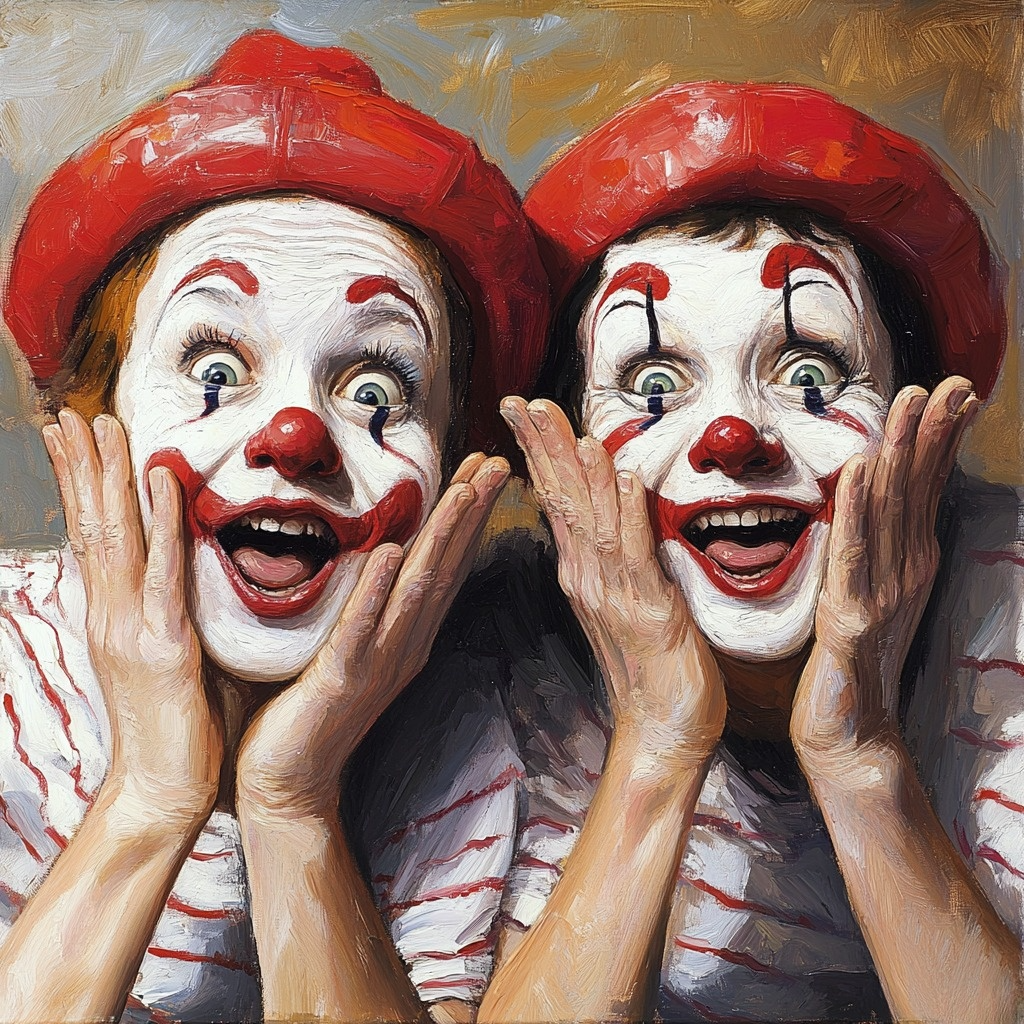 Two Red Nose Clowns Diamond Art Kit