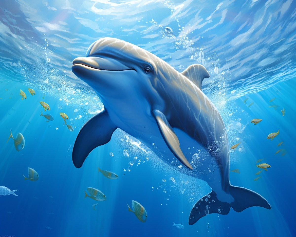 Yellow Fish And Dolphin Diamond Art Kit