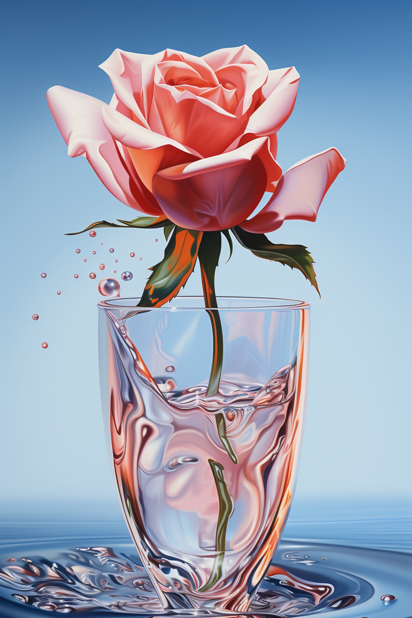 Glass Of Water Rose Diamond Art Kit