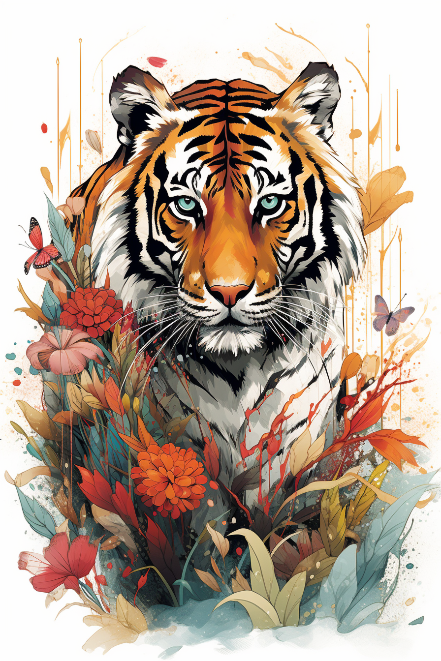 Tiger In Paint Diamond Art Kit