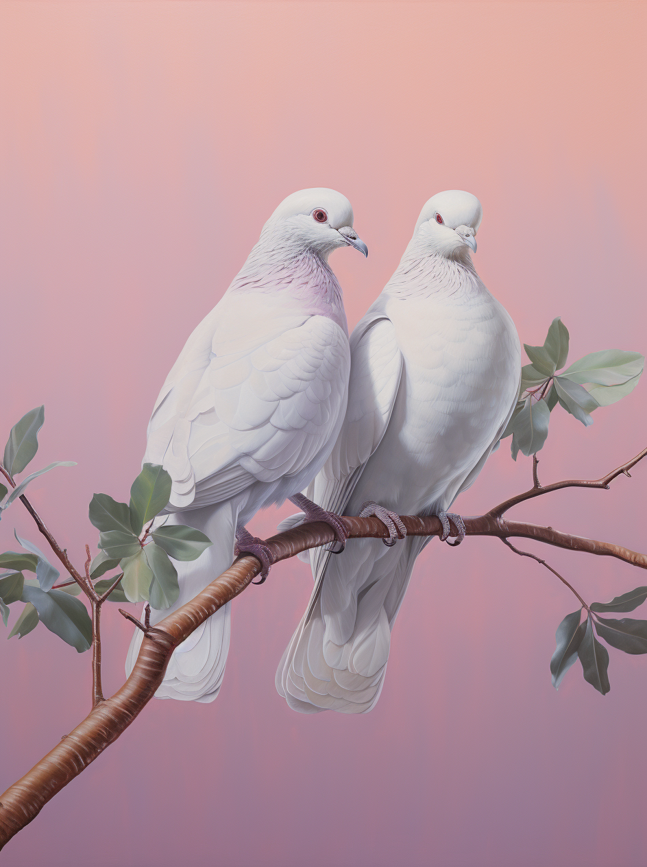 Two White Doves Branch Diamond Art Kit