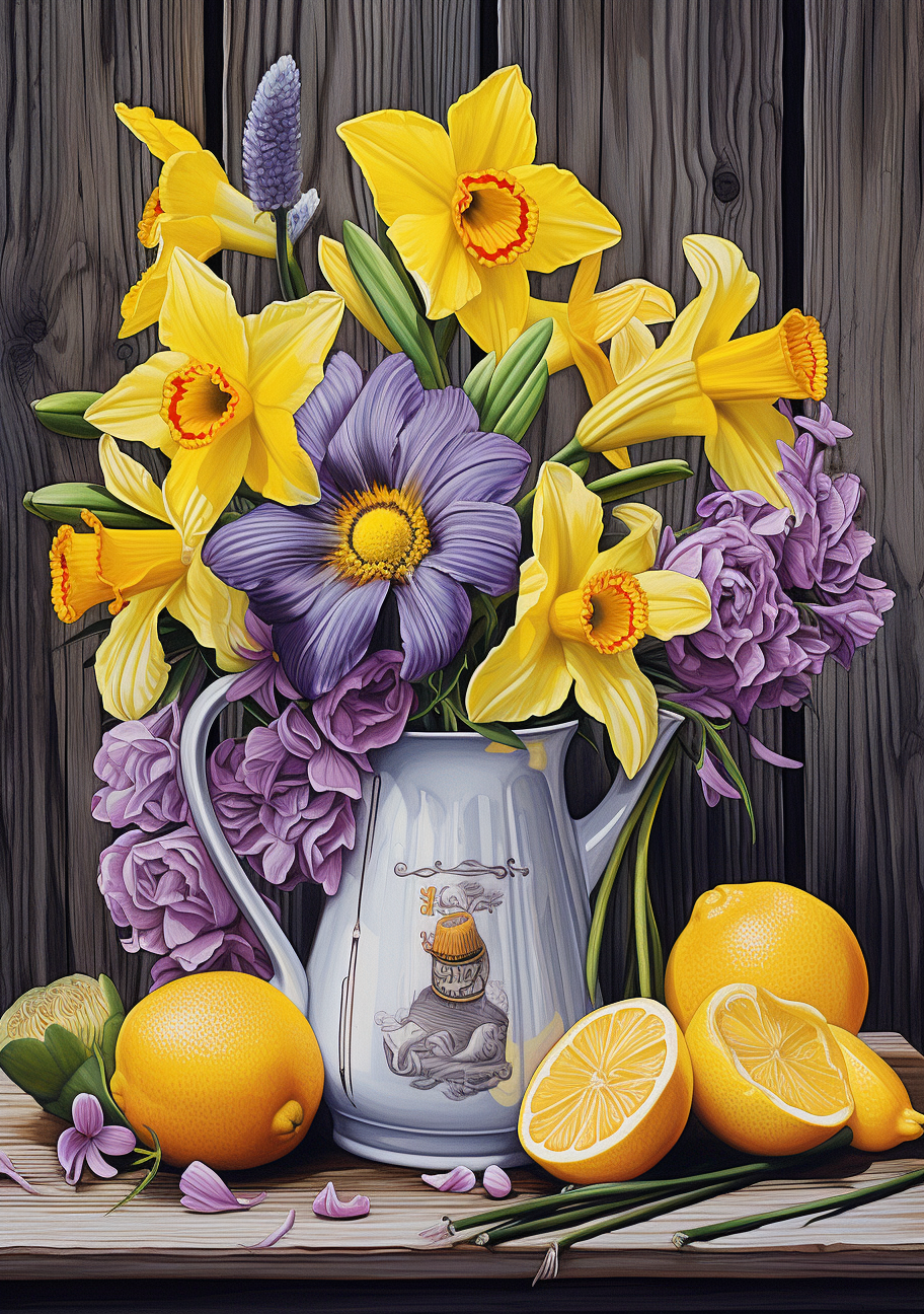 Daffodils And Lemons Diamond Art Kit