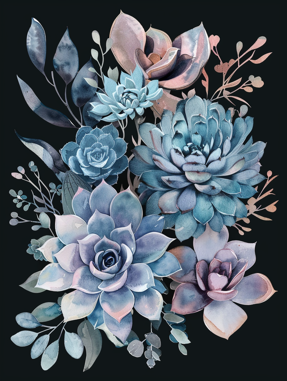 Blue Succulents Diamond Art Kit