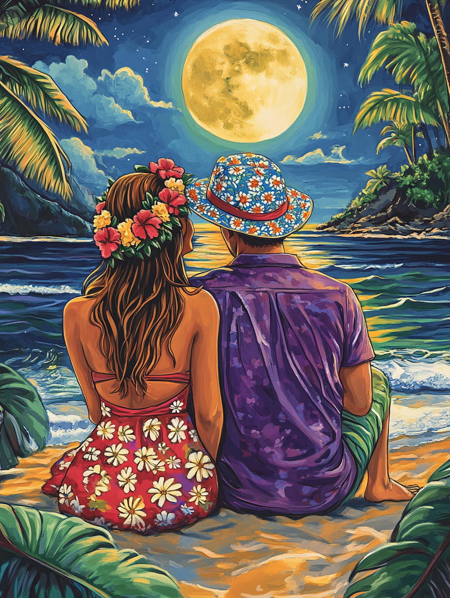 Palm Tree Couple Diamond Art Kit