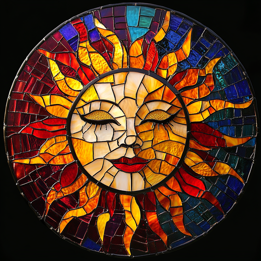 Light And Dark Face Abstract Sun Diamond Art Kit