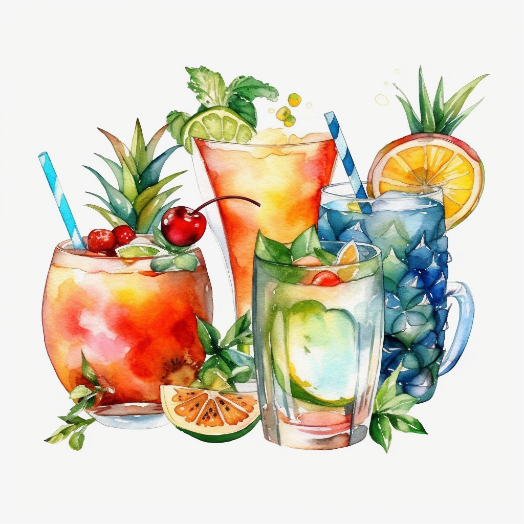 Tropical Drinks Watercolor Diamond Art Kit