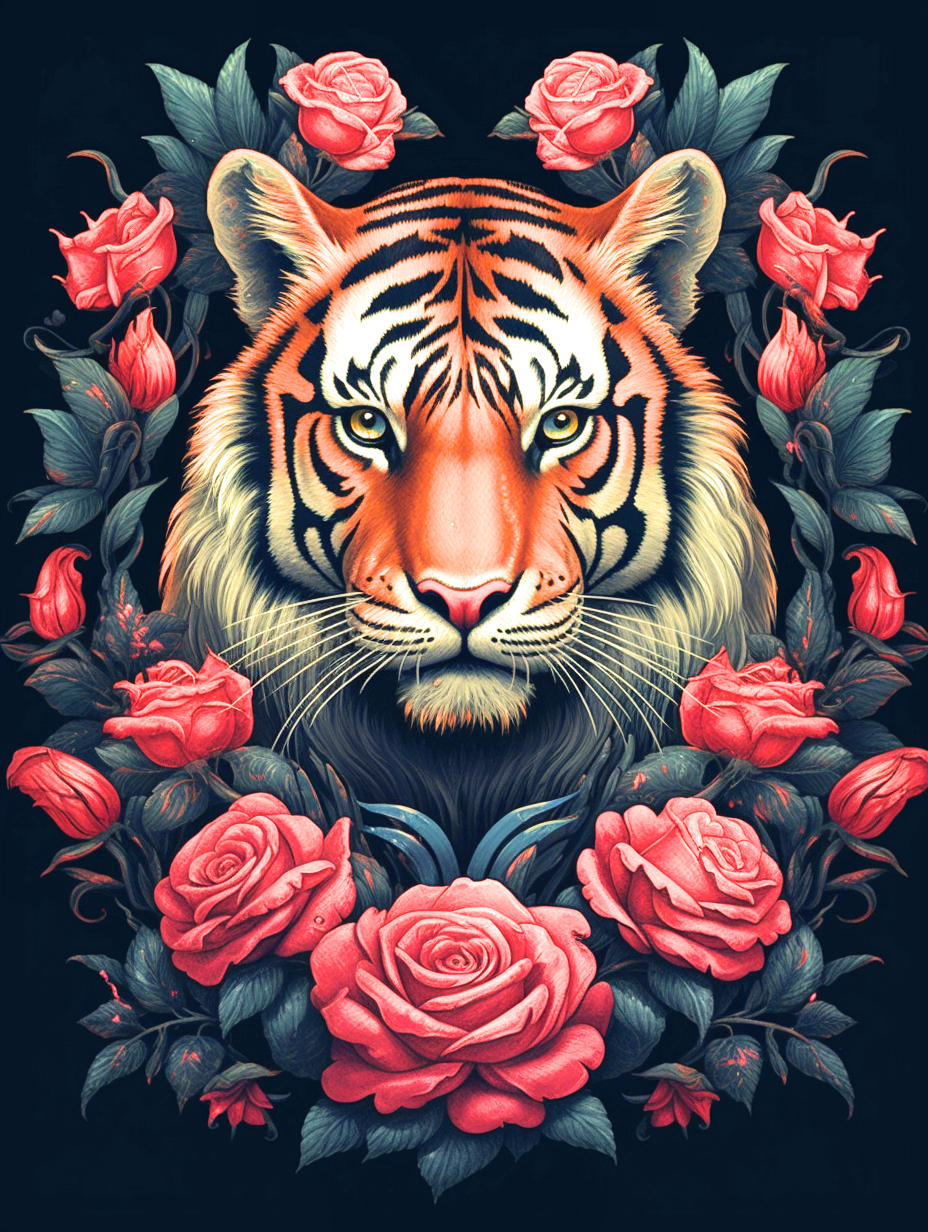 Tiger And Rose Diamond Art Kit