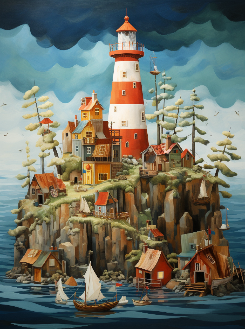 Lighthouse Island Village Diamond Art Kit