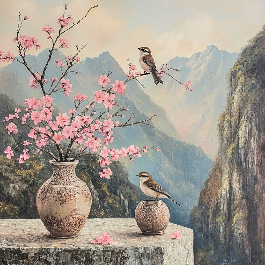 Cherry Blossom Vases Birds Diamond Art Kit