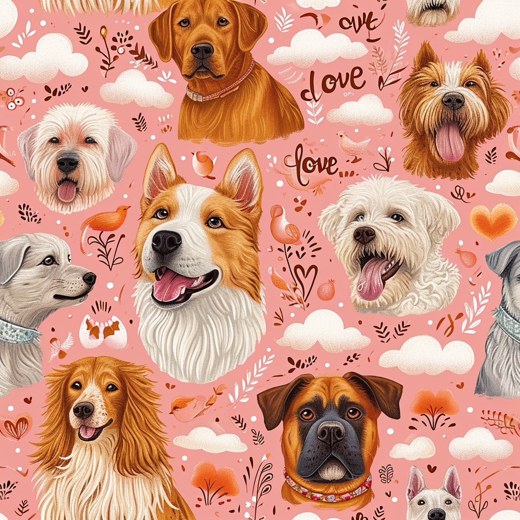 Dog Love Pattern Diamond Art Kit