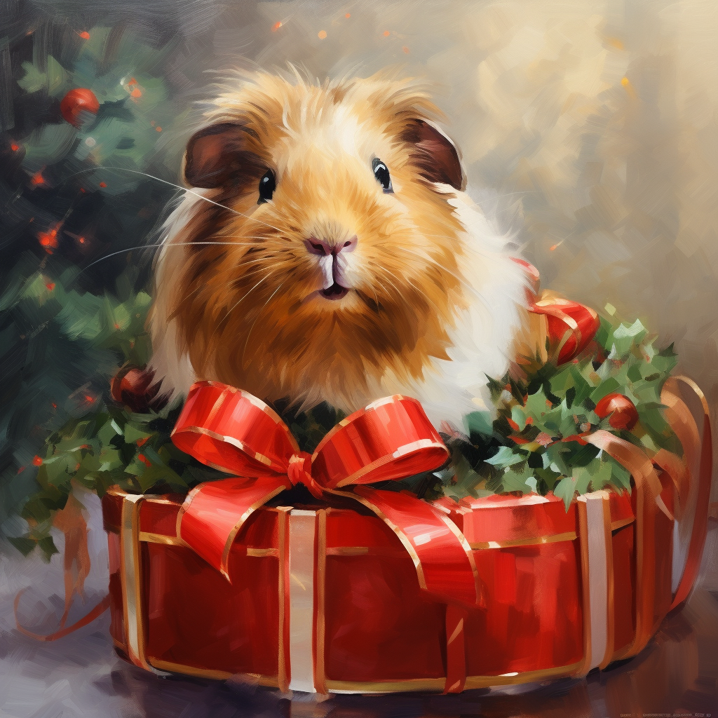 Christmas Box Guinea Pig Diamond Art Kit
