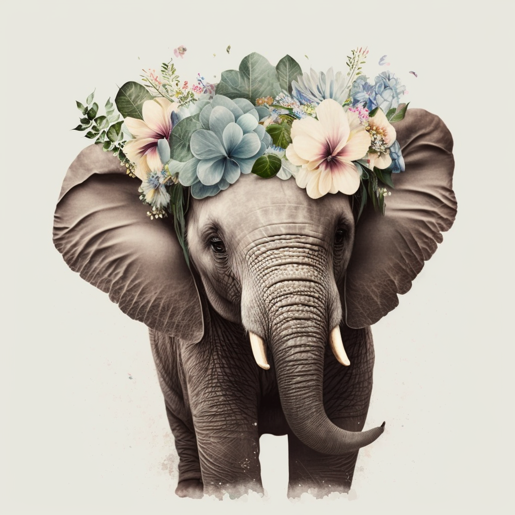 Elephant Flowers Diamond Art Kit