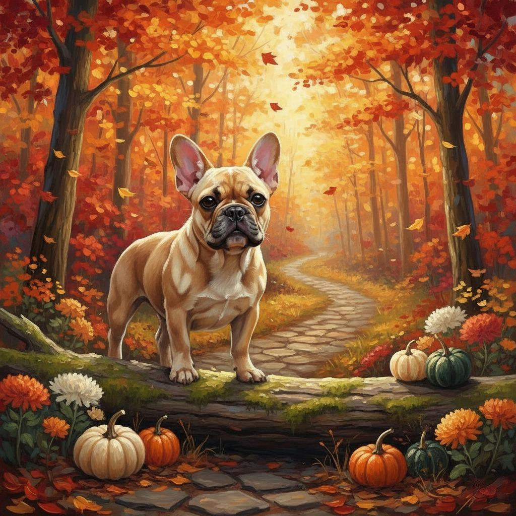 Autumn Forest French Bulldog Diamond Art Kit
