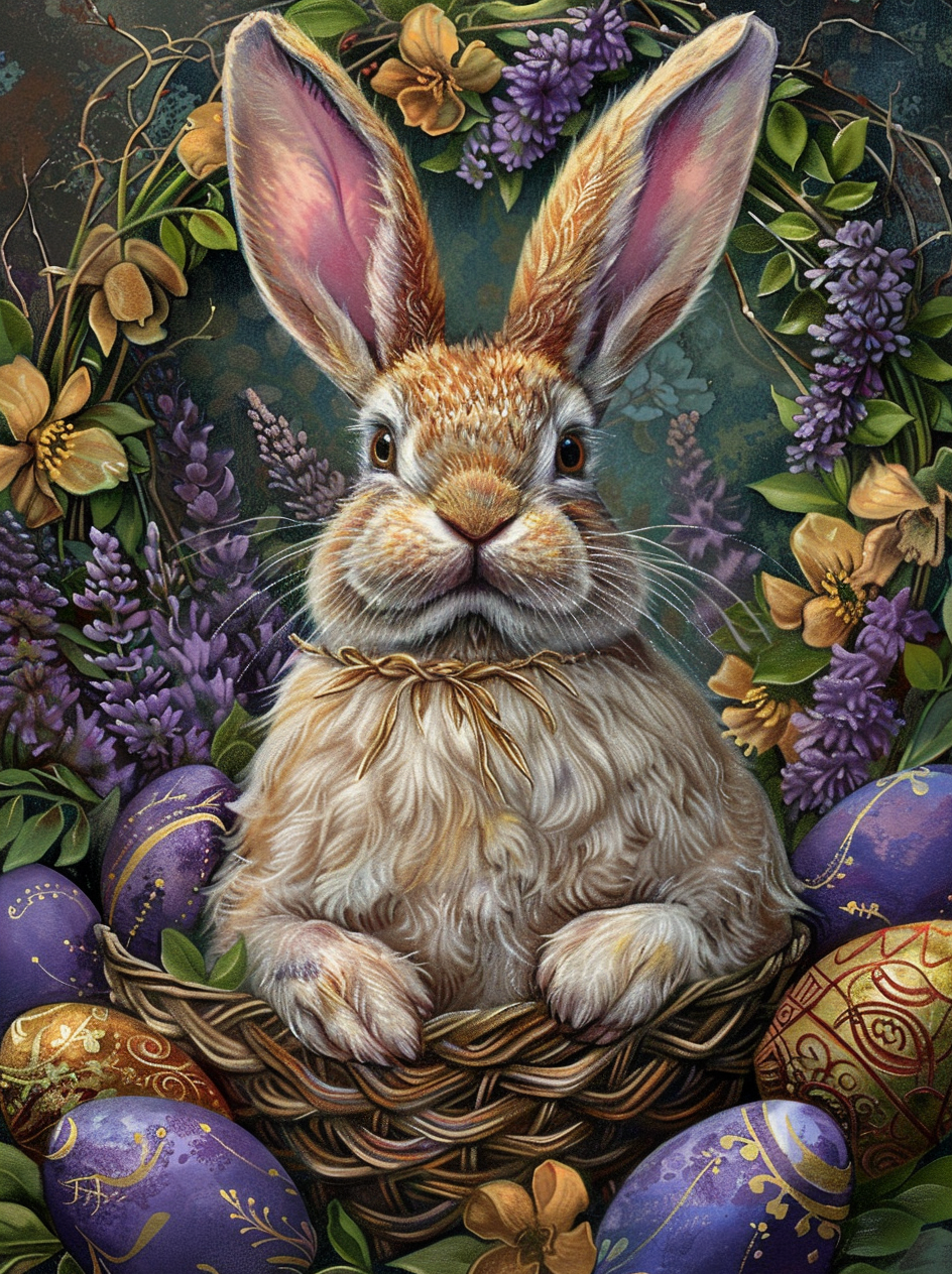 Woven Collar Brown Rabbit Diamond Art Kit