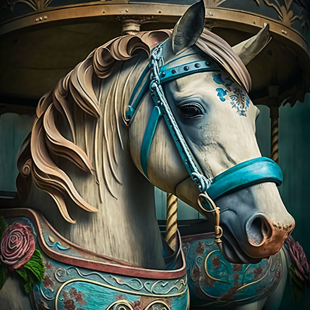 Blue Bridle Carousel Horse Diamond Art Kit
