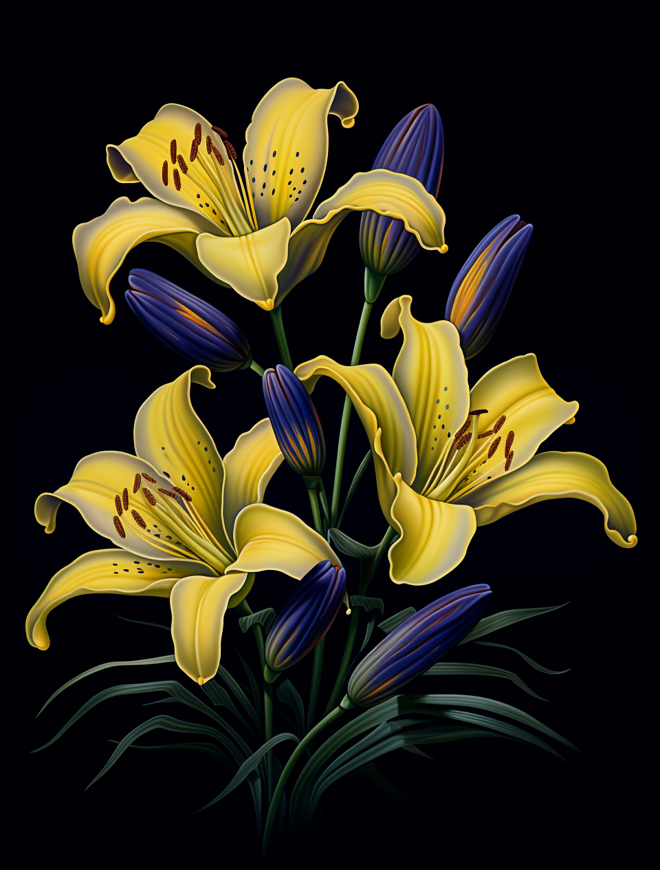 Purple And Yellow Lilies Diamond Art Kit