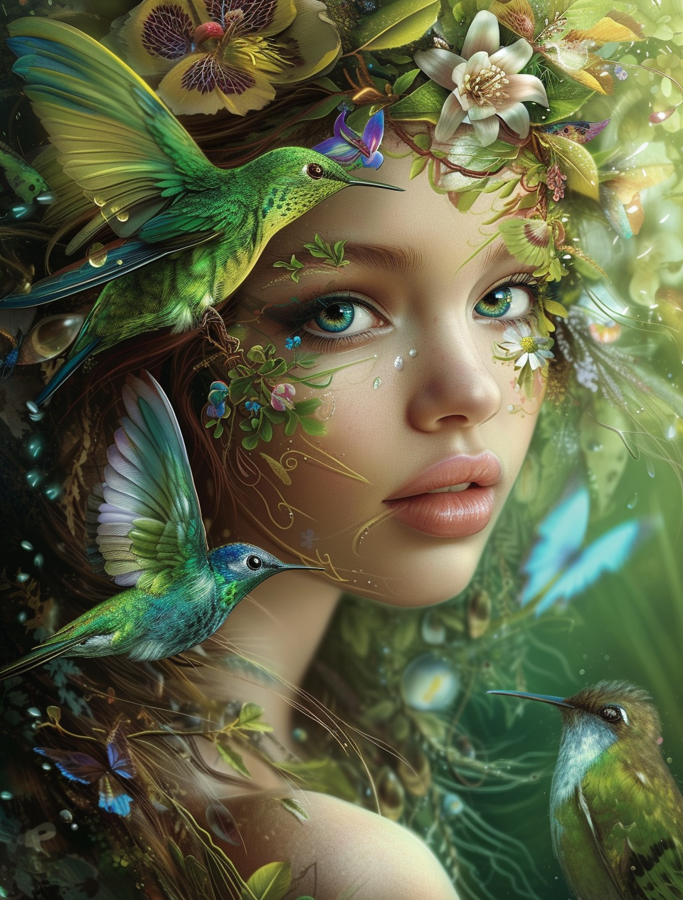 Hummingbird Girl Diamond Art Kit