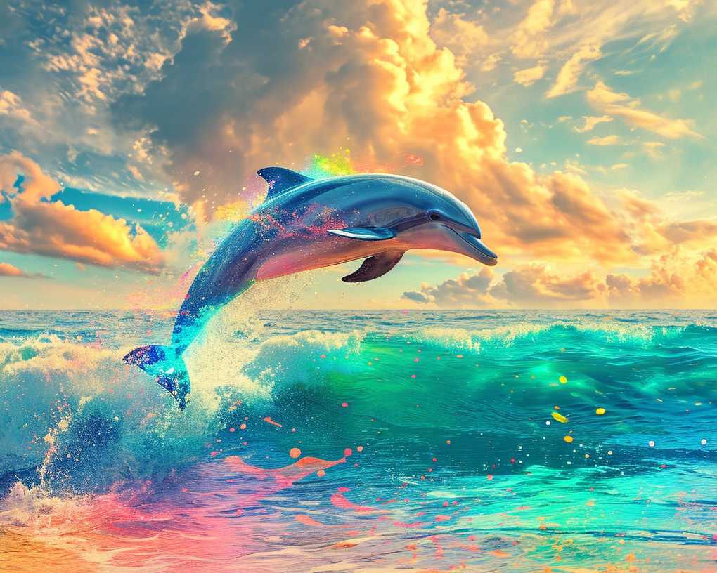Rainbow Ocean Dolphin Diamond Art Kit