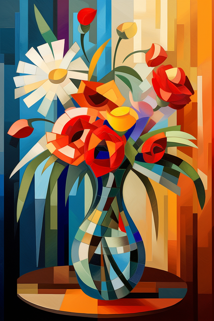 Abstract Vase Colorful Flowers Diamond Art Kit