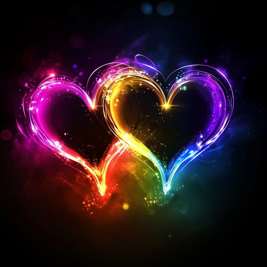 Bright Glowing Rainbow Hearts Diamond Art Kit