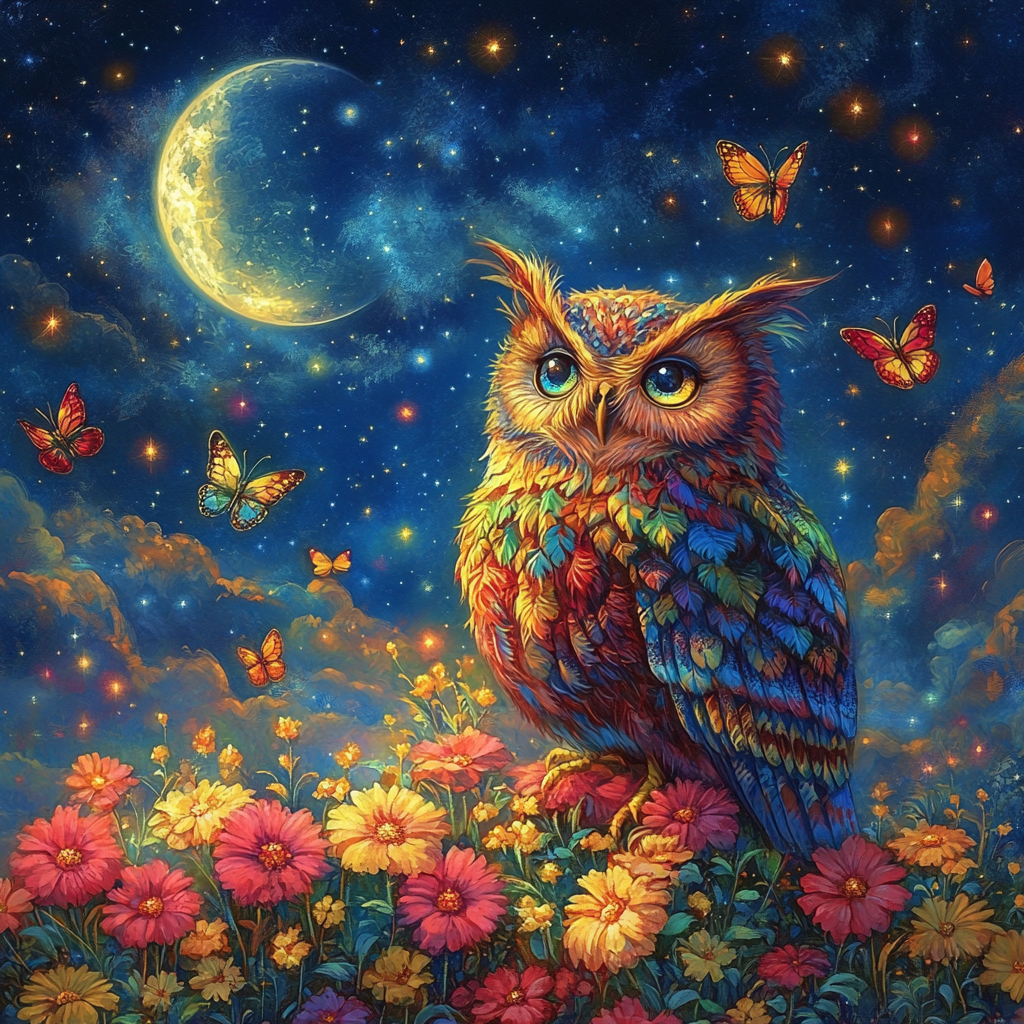 Owl Under The Moon Diamond Art Kit