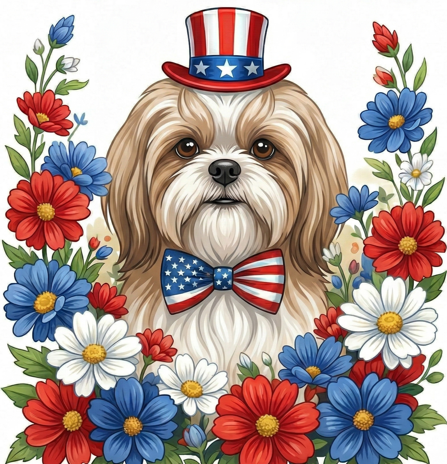 Patriotic Shih Tzu Diamond Art Kit