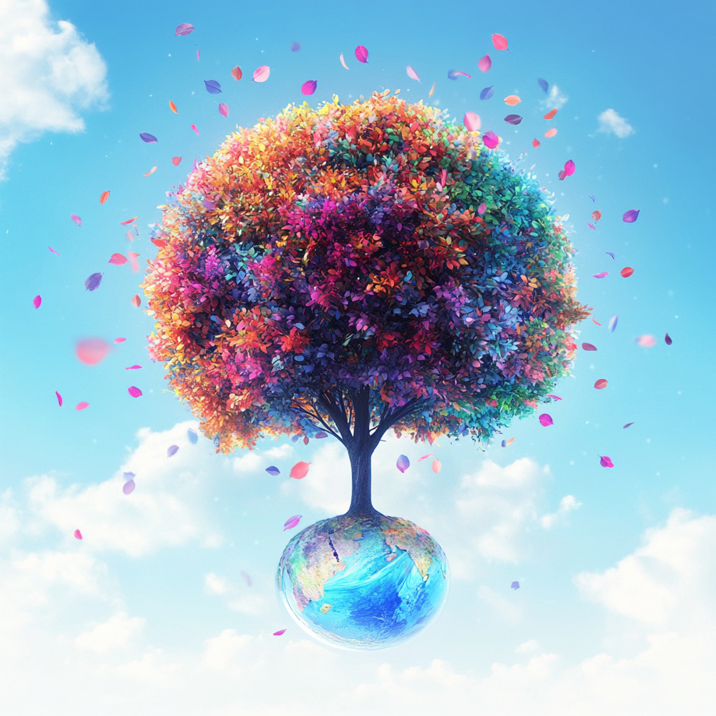 Floating Colorful Tree Diamond Art Kit