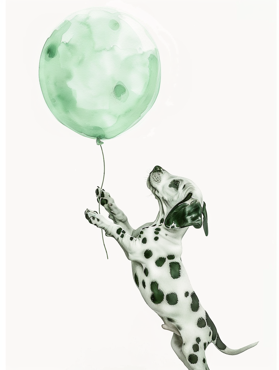 Dalmatian Puppy Green Balloon Diamond Art Kit
