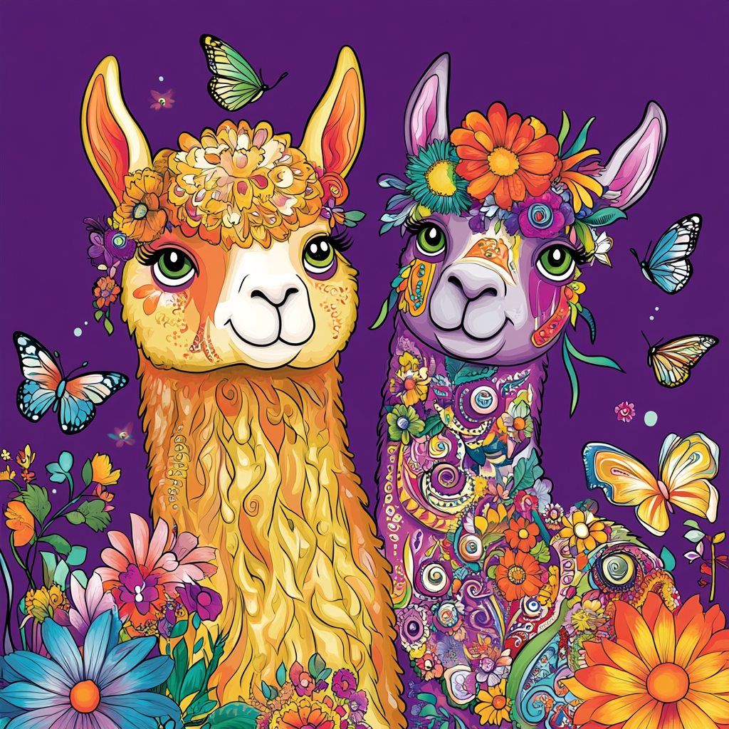 Two Abstract Llamas Diamond Art Kit