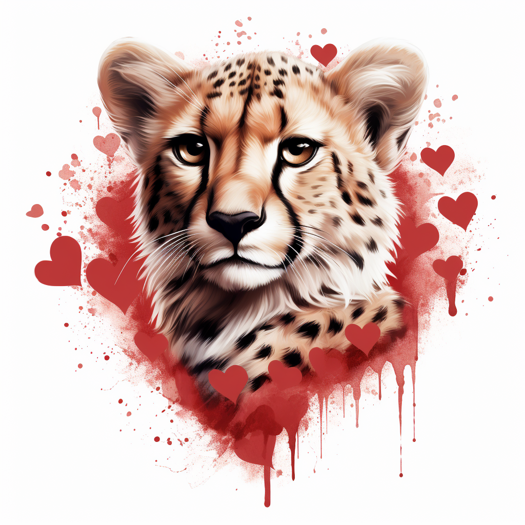 Cheetah And Hearts Diamond Art Kit
