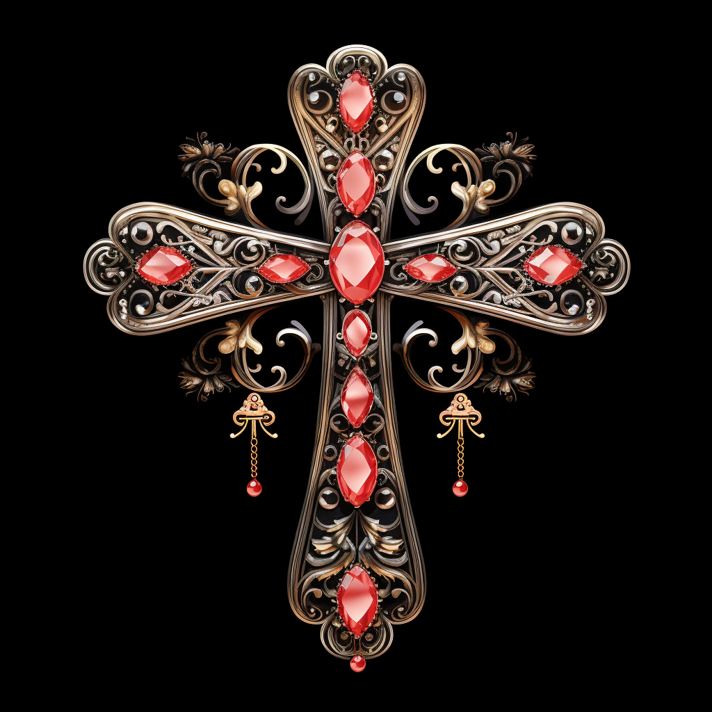 Red Jewel Gold Cross Diamond Art Kit