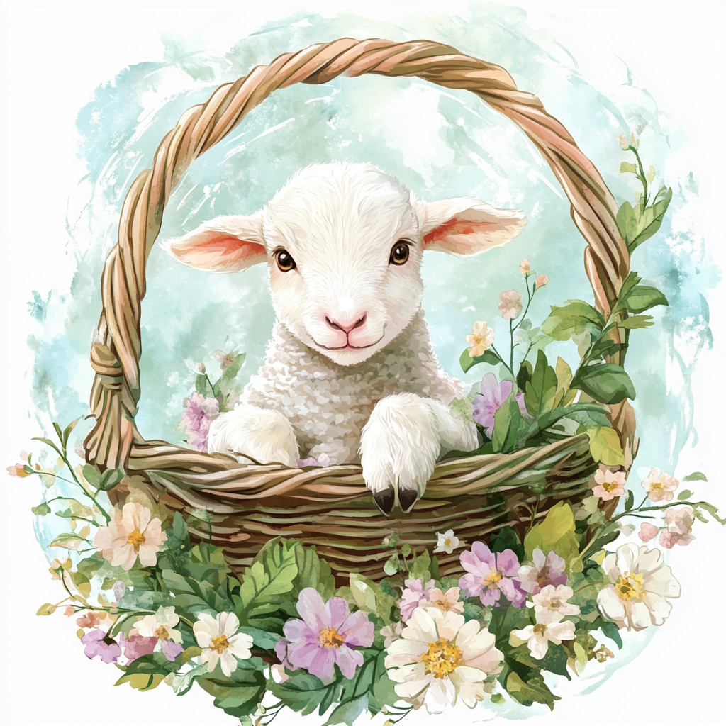Lamb In A Basket Diamond Art Kit