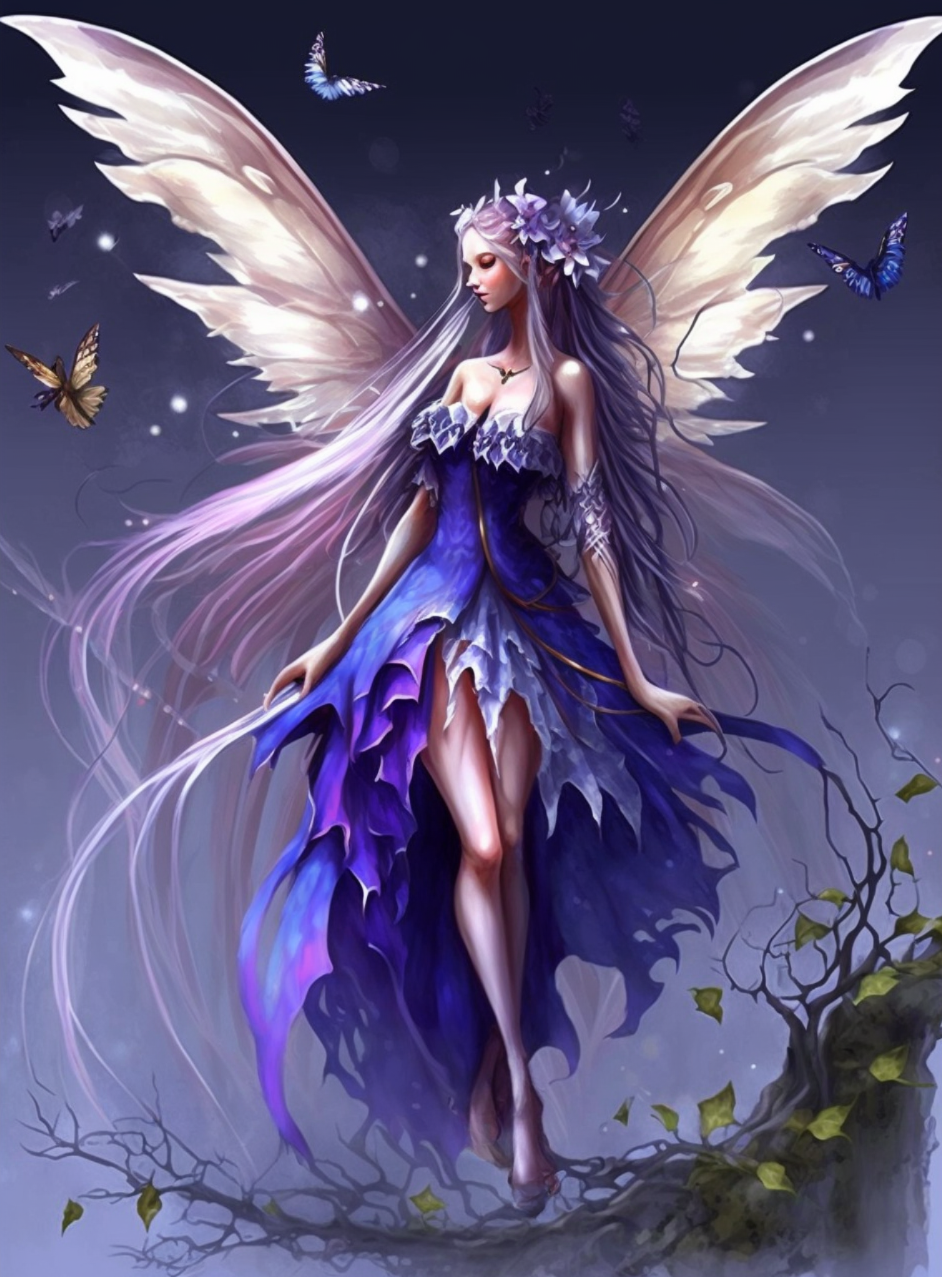 Purple Dress Butterfly Fairy Diamond Art Kit