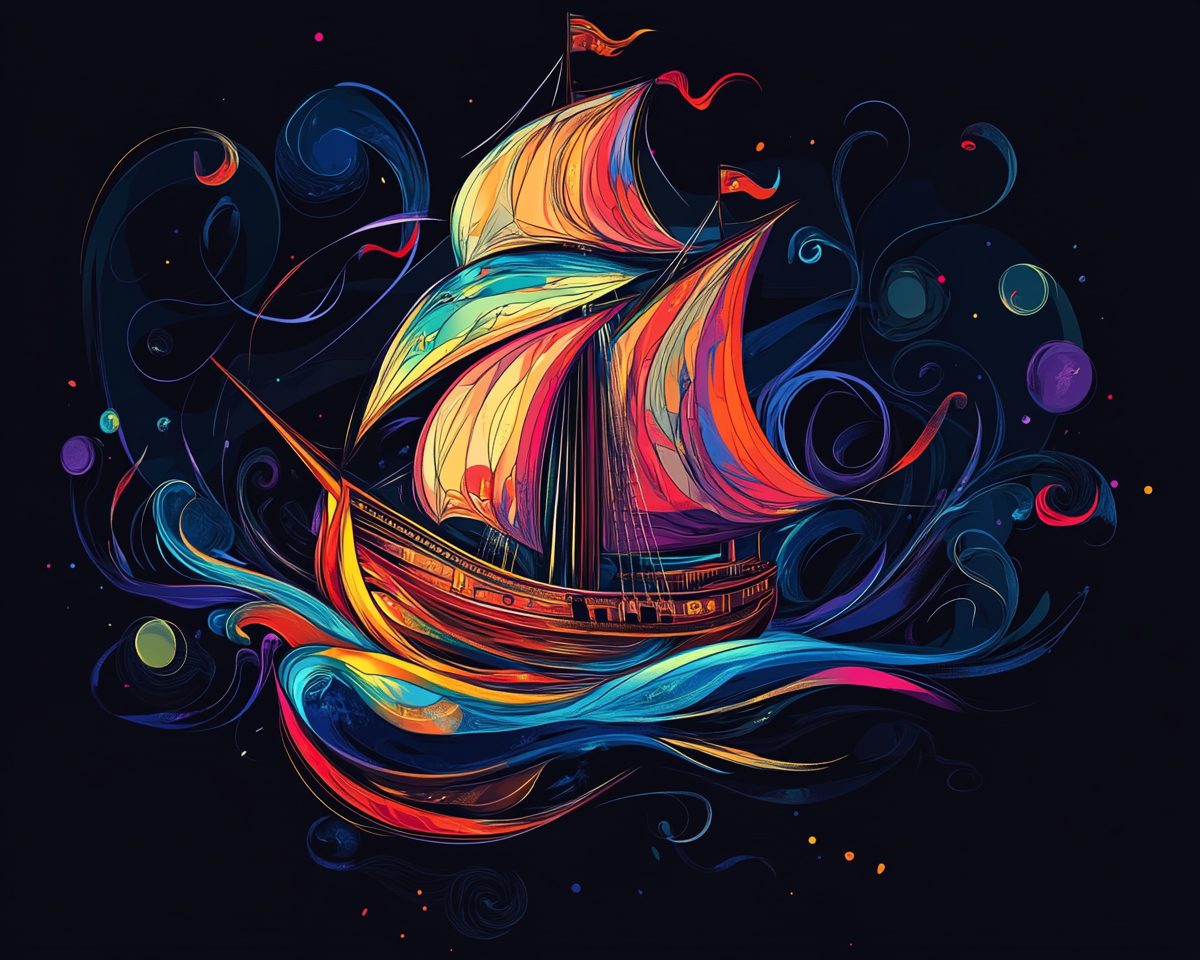 Abstract Waves And Sails Ship Diamond Art Kit