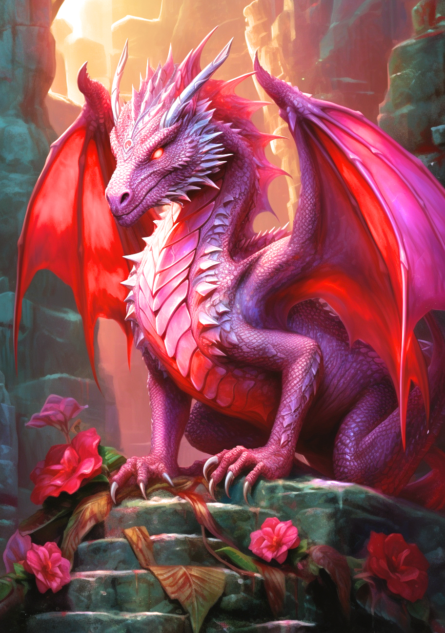 Flowery Rocks Red Dragon Diamond Art Kit
