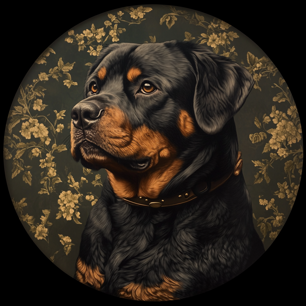 Flower Pattern Background Rottweiler Diamond Art Kit