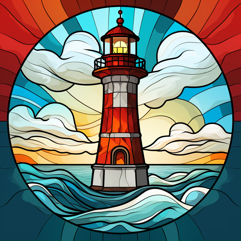 Abstract Red Lighthouse Diamond Art Kit