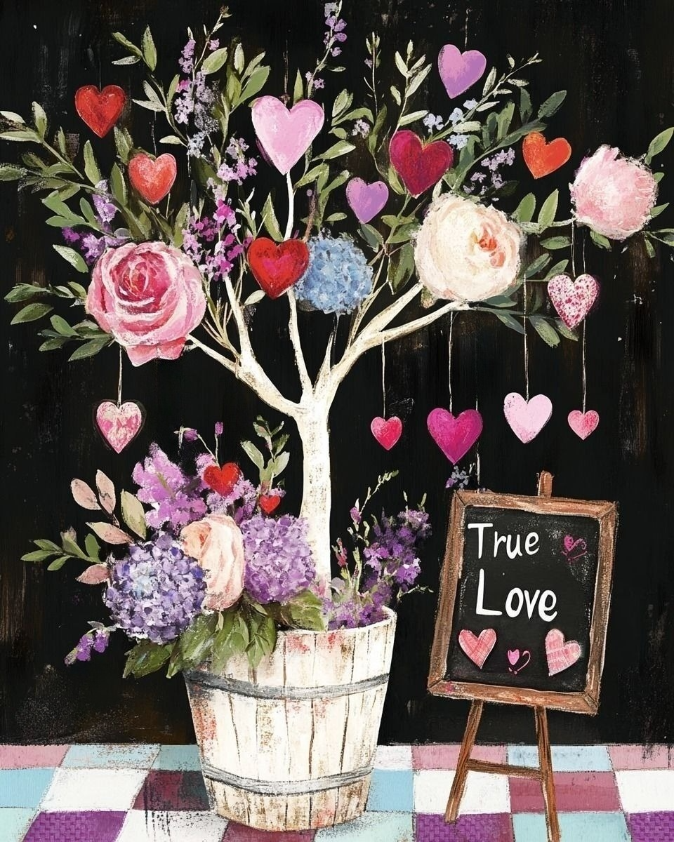 True Love Valentines Tree Diamond Art Kit