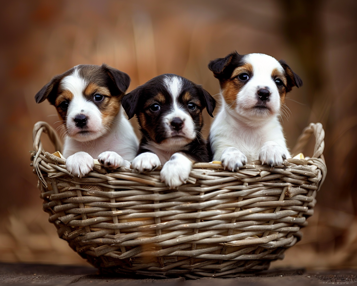 Round Basket Puppies Diamond Art Kit