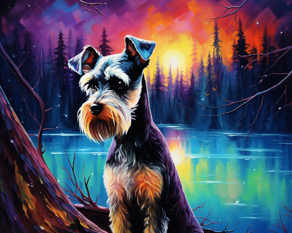 Lake Abstract Schnauzer Diamond Art Kit